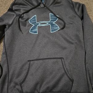 Under Armour Charcoal Hoodie with Aqua Logo
